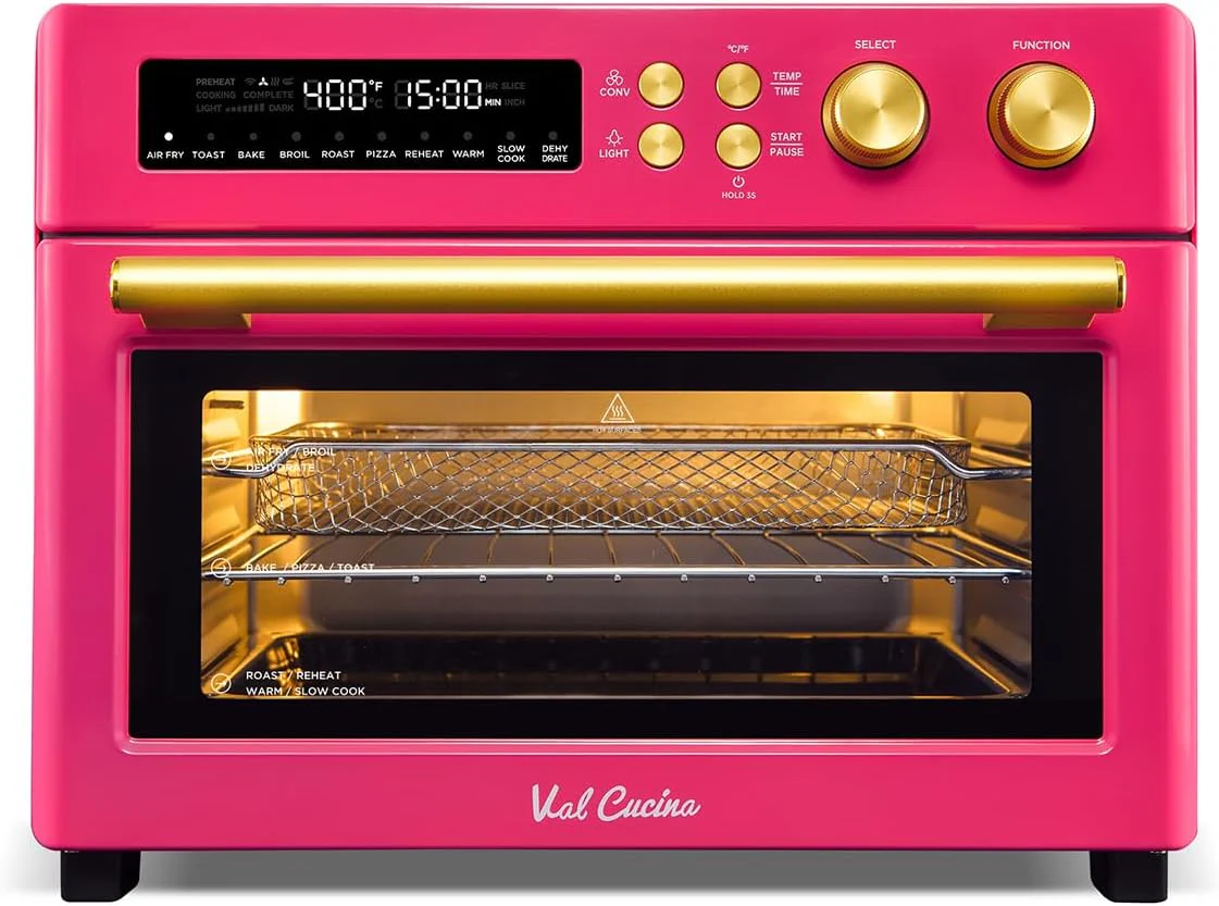 Infrared Heating Air Fryer Toaster Oven, Extra Large Countertop Convection Oven 10-in-1 Combo, 6-Slice Toast, Enamel Baking Pan Easy Clean with Recipe Book, Black Matte Stainless Steel