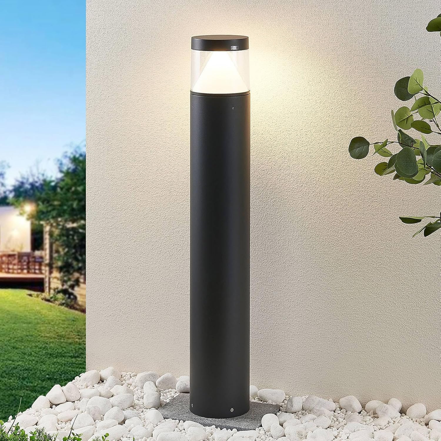 Lucande LED Außenleuchte Darja (spritzwassergeschützt (Modern) in Alu aus Aluminium (1 flammig,) - Wegeleuchte Pollerleuchte Wegelampe Sockelleuchte