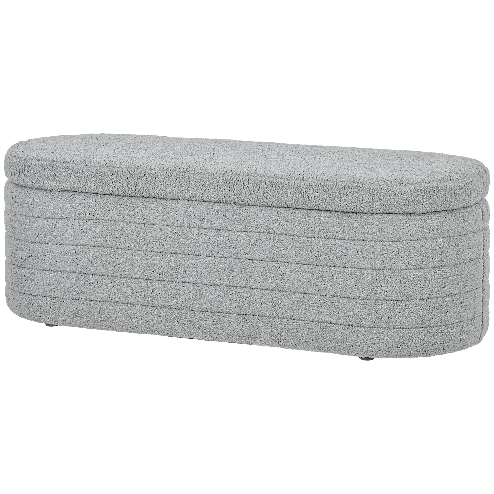 HOMCOM Bettbank, Stauraum, Teddy-Fleece, 116x41x40,5cm, Hellgrau
