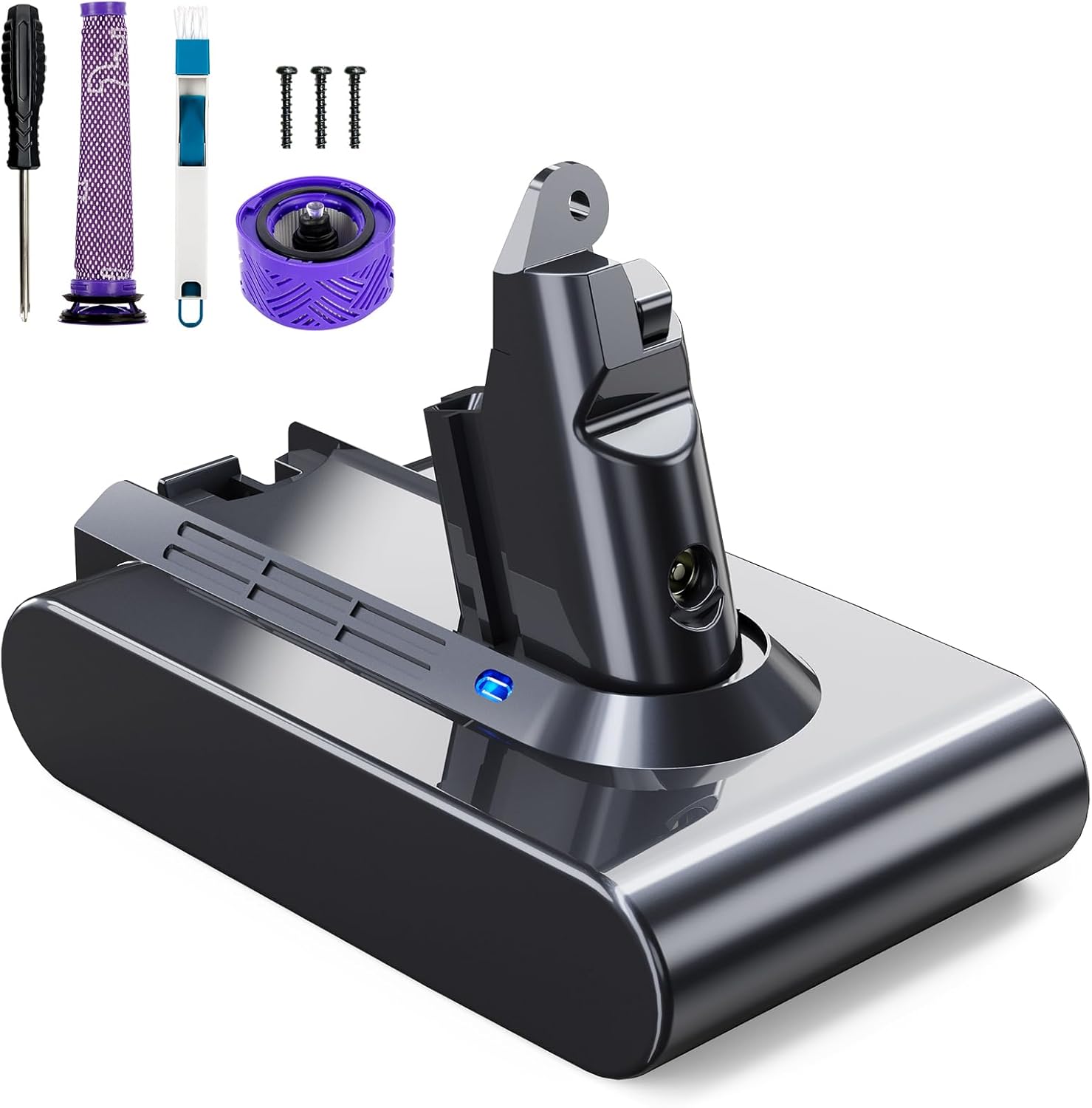 8000mAh Batteria per Dyson V8 Absolute SV10 con display, Batteria di Ricambio per Dyson V8 Animal Fluffy VAbsolute Aspirapolvere con 2PCS Pre Filtri