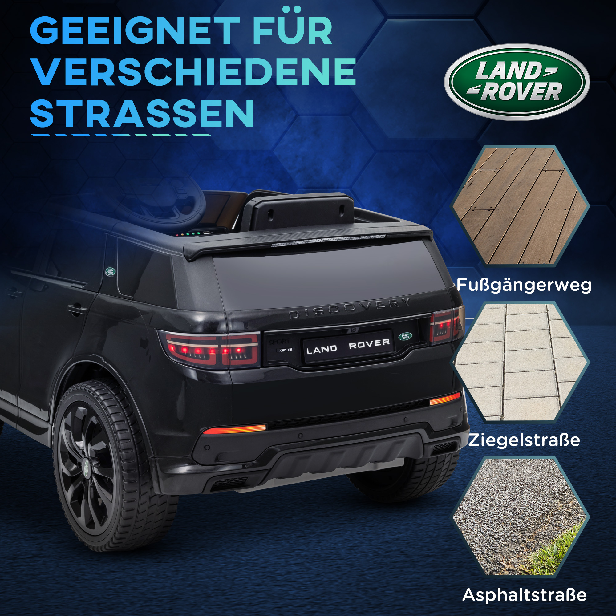 AIYAPLAY Kinder Elektrische Auto, 12V Kinderrijtuig met Afstandsbediening, LED-Verlichting, Muziek en Toeter, 3-6 Jaar, Zwart