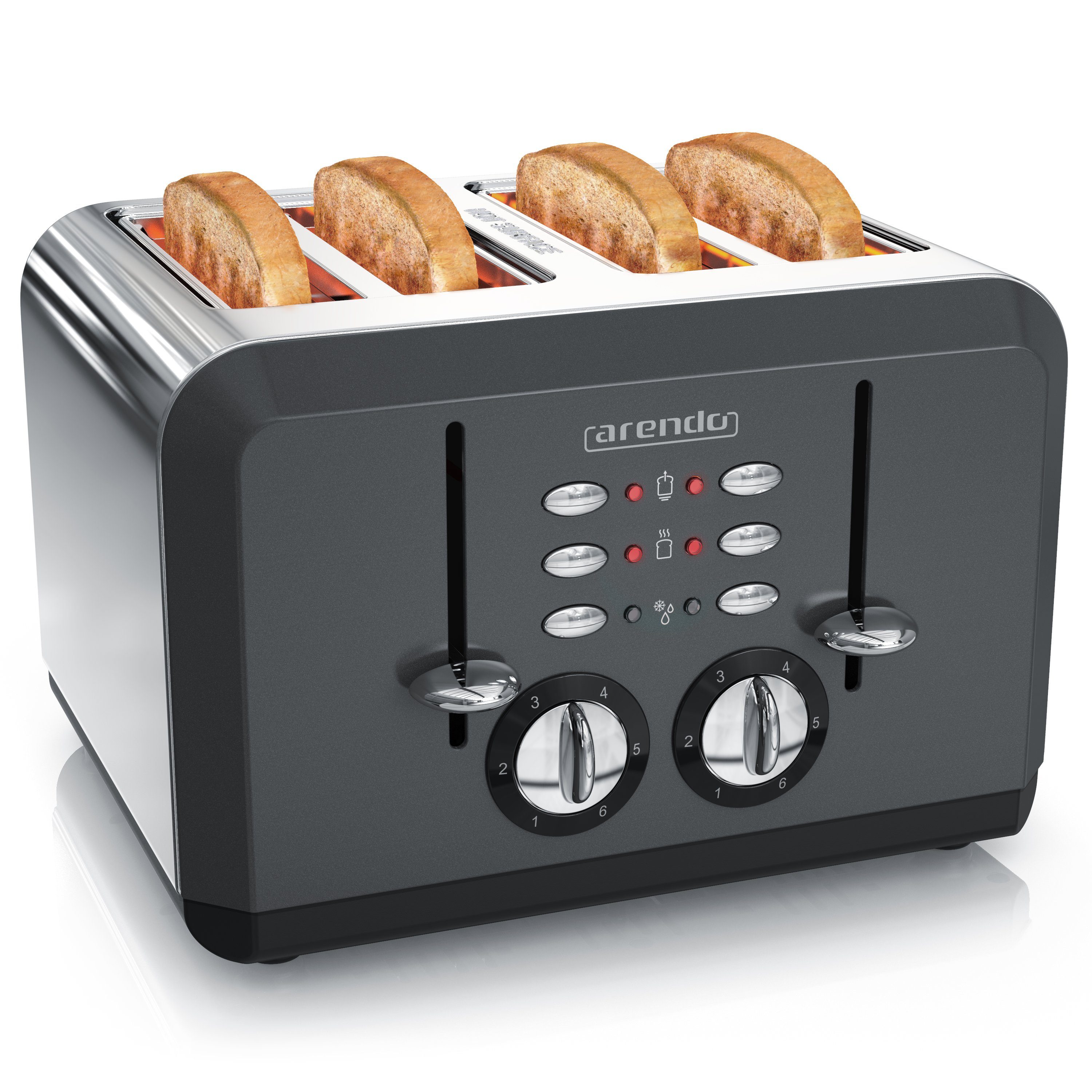 Toaster 4-Scheiben, Automatik, Edelstahl, Wärmeisolierendes Doppelwandgehäuse