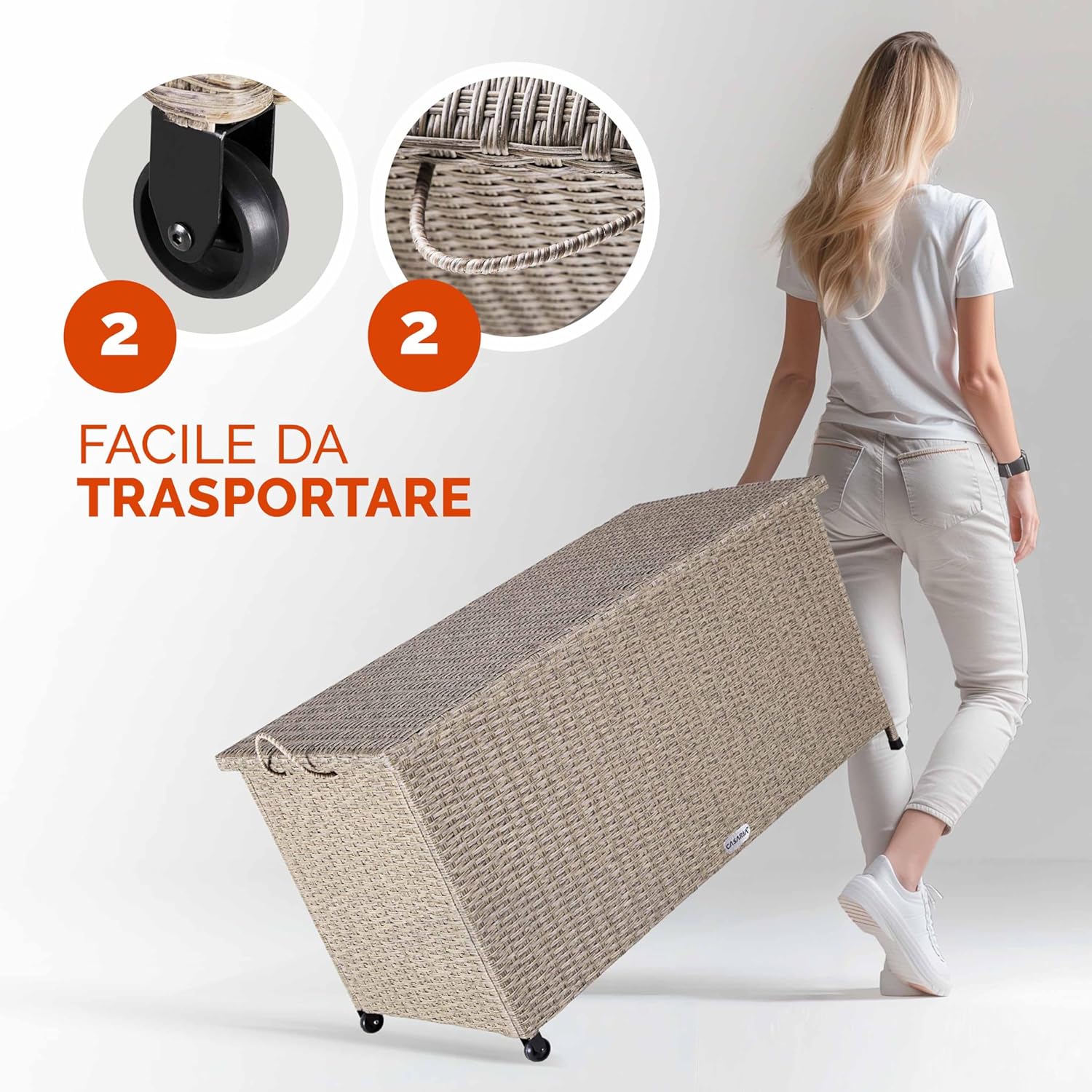 Casaria® Baule Giardino XXL 117x53x60cm Ruote 270L Salvaspazio Impermeabile Resistente Cassettone Contenitore Esterno