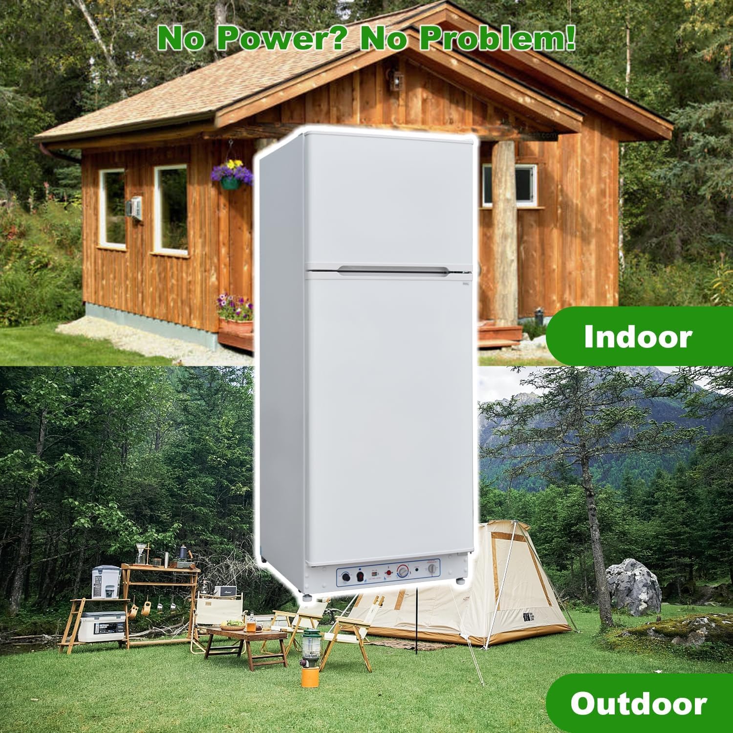 SMETA Nevera Gas con Congelador, 265L (203L 62L), 220V, Refrigerador Congelador Combinado, Refrigerador Camping Gas para Autocaravana, Garaje, Caravana, Home, Blanco