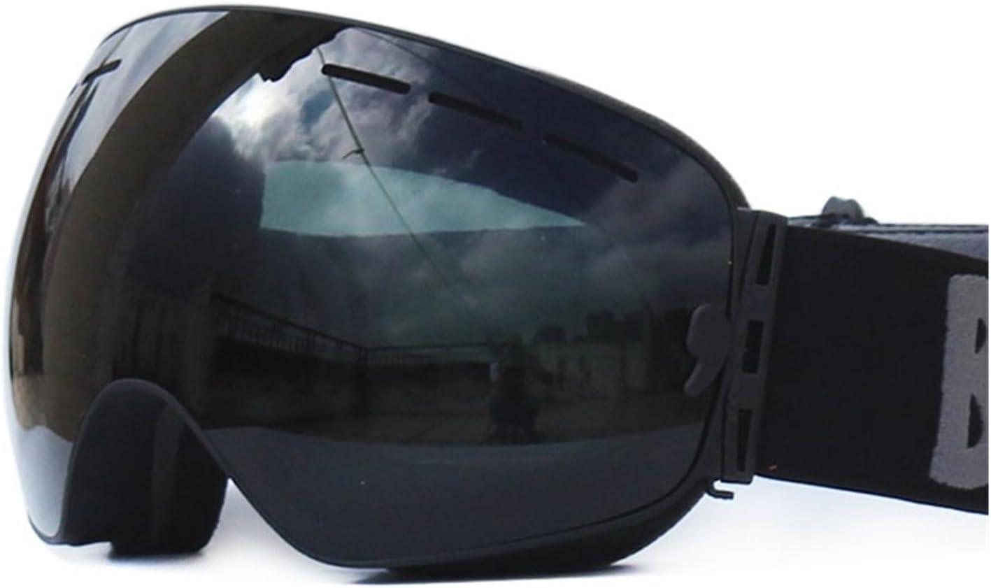 Skibrille, doppelschichtig, UV400-beschlagfrei, große Skimaske, Brille, Skifahren, Schnee, Snowboarden, verspiegelte Gläser, Schutzbrille für den Außenbereich (Farbe: Gelb, Größe: 1) (Schwarz 1)