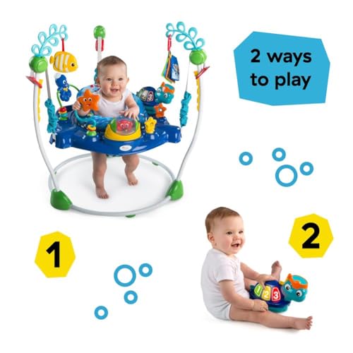 Baby Einstein, Centro Giochi e Attività Neptune's Ocean Discovery, 15 Giochi e Attività, 3 Lingue, Girello con Musica e Luci, Sedile Girevole a 360°, Regolabile, a Partire da 6 Mesi : Prima infanzia
