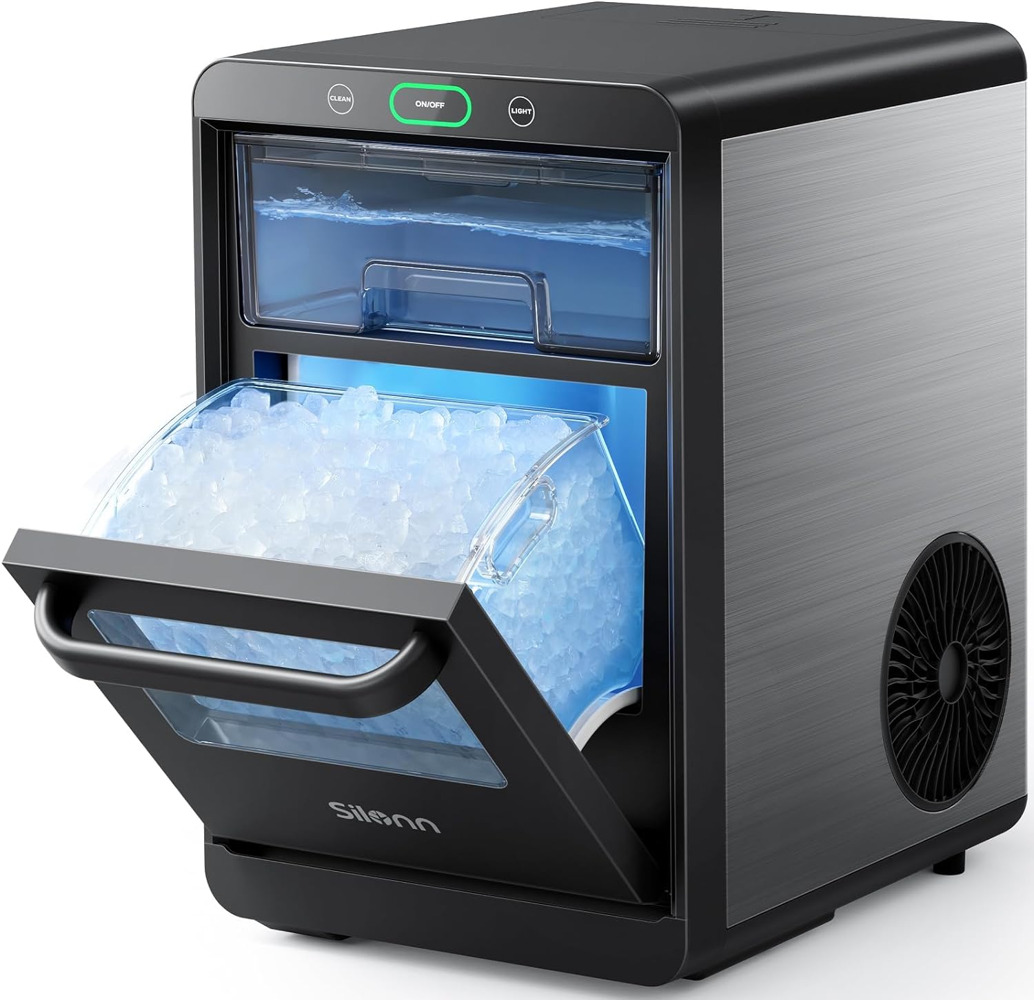 GE Profile Opal Nugget Ice Maker, Countertop Pebble Ice Machine, 44 lbs/Day, Pull Out Water Tank, Removable Basket, Stainless Steel