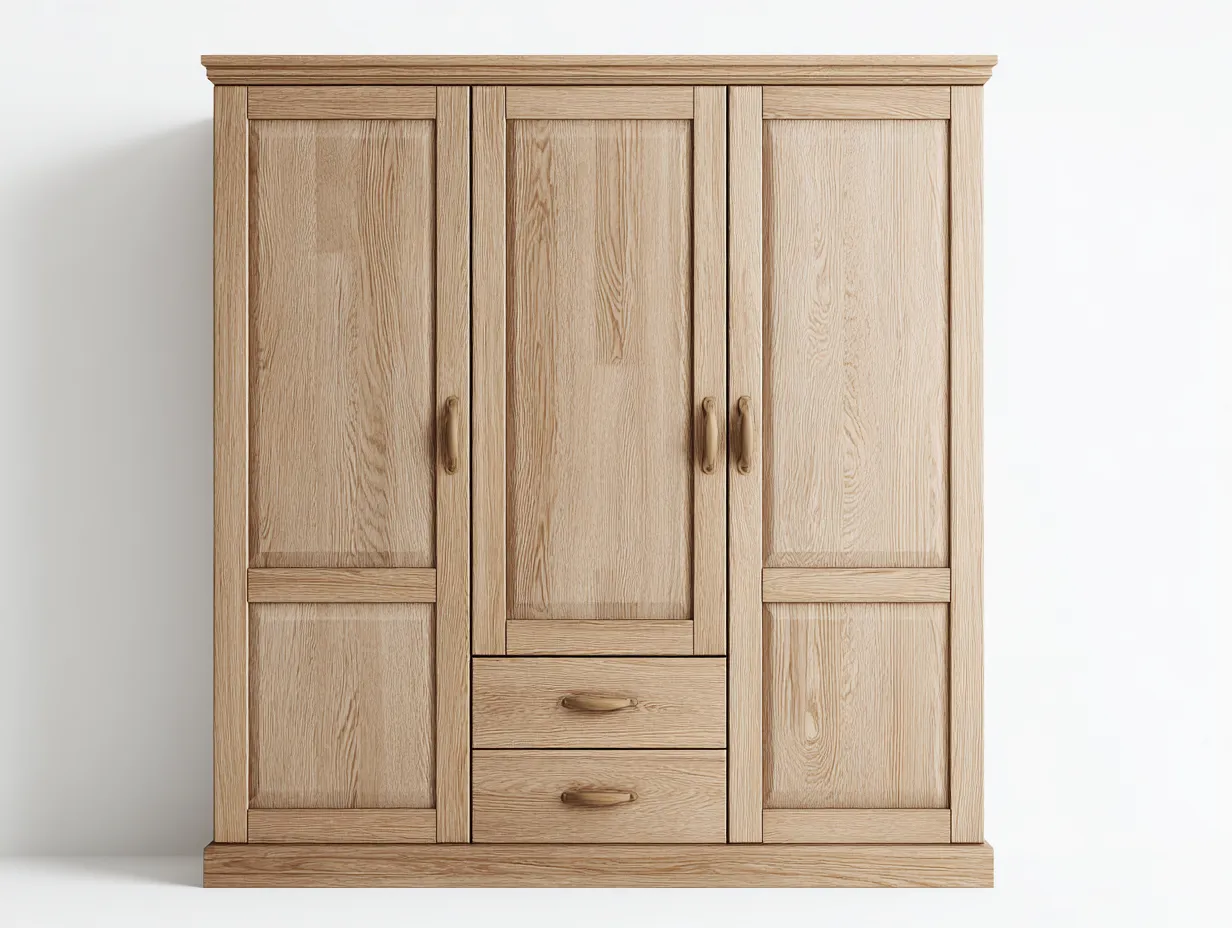 Kleiderschränke mit drei Türen - Holzwerkstoff - 150x59x185 cm - Eiche - Klassischer Stil