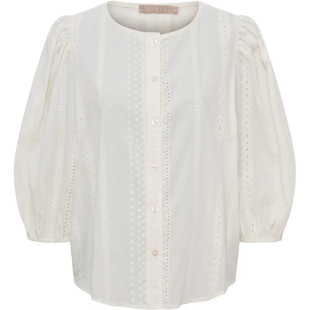 Valessia Embroidered Blouse �C Cream | Women's Luxury Cotton Top