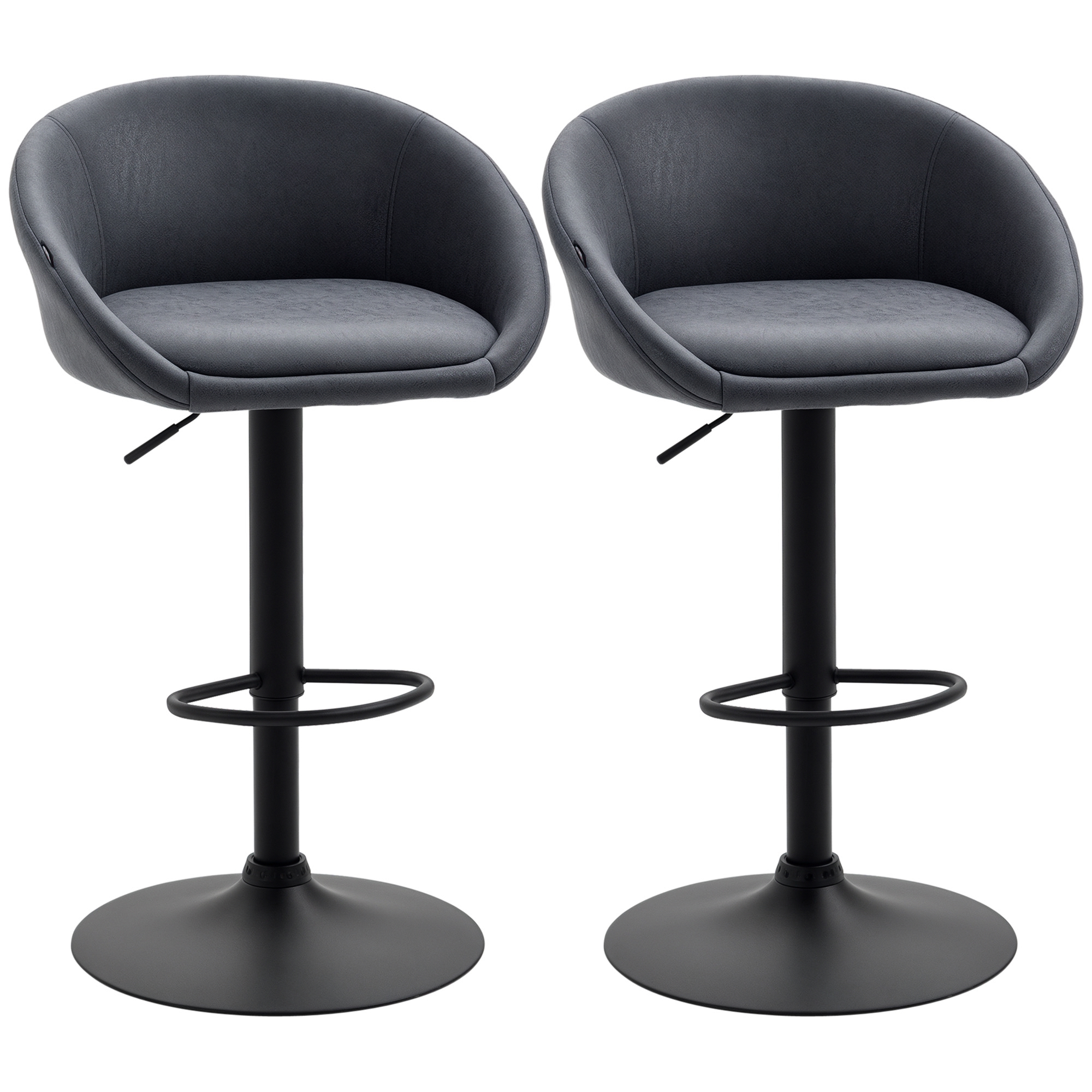 HOMCOM 2er-Set Barhocker, höhenverstellbar, 360-Grad-Schwenk-Design, 57 cm x 50 cm x 84-104cm, Grau