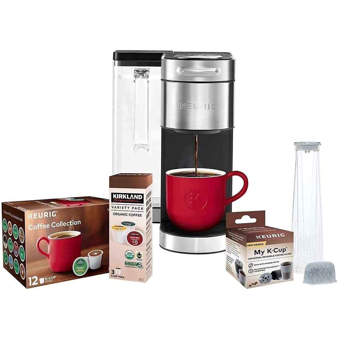 Keurig K Supreme Plus C Single Serve Coffee Maker with Multi stream Technology Incudes 15 K Cup Pods, Water Filter   Handle, My K Cupu00ae Universal Reusable Coffee Filter