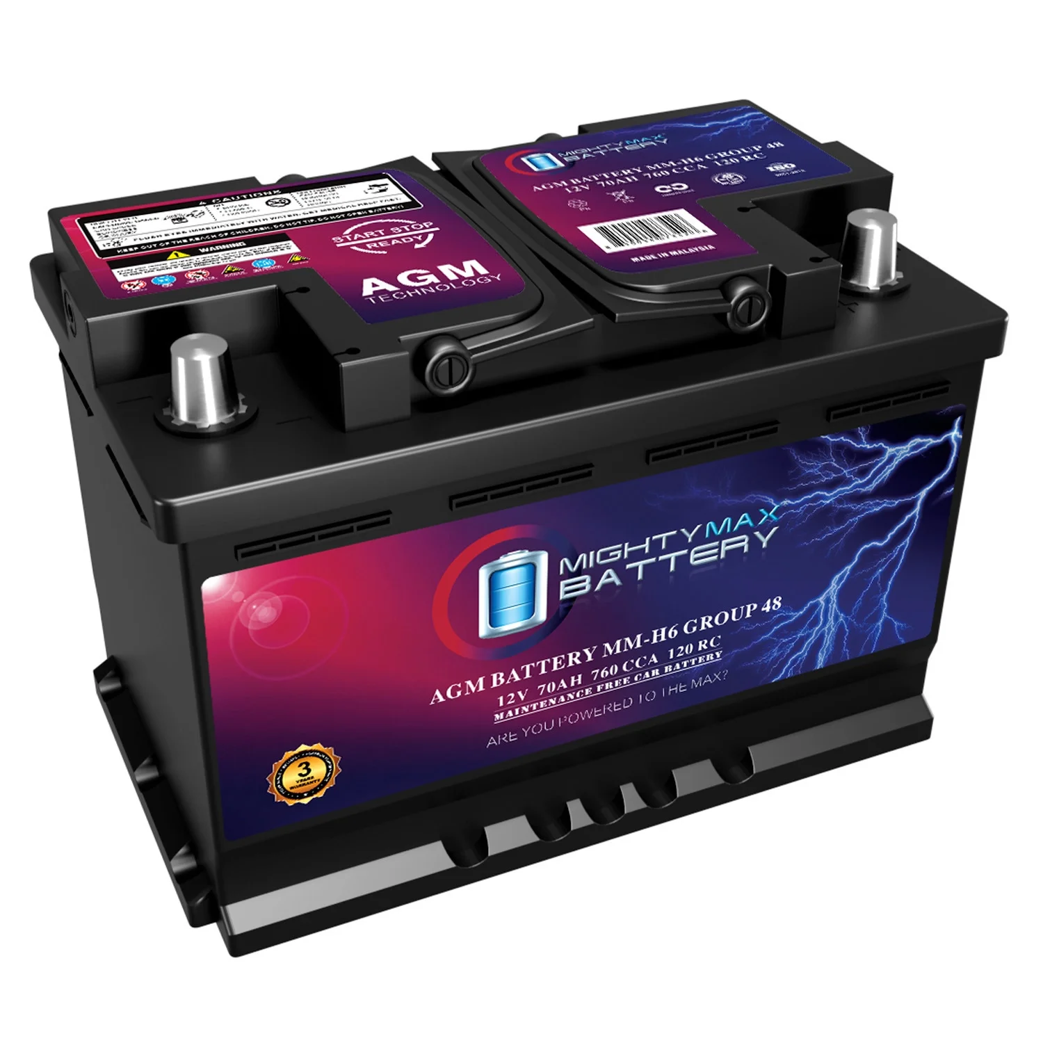MM H6 Group 48 12V 70AH 120RC 760CCA Replacement Battery Compatible with Chevrolet Silverado 1500 1/2 Ton 07 13