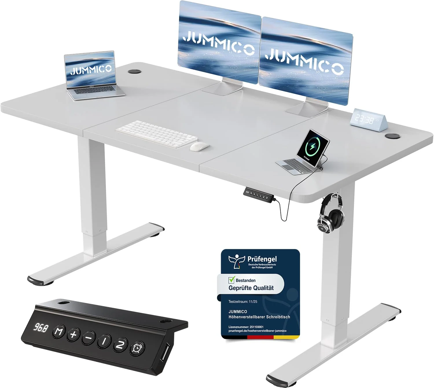 JUMMICO Elektrisch höhenverstellbarer Schreibtisch mit USB-Anschluss