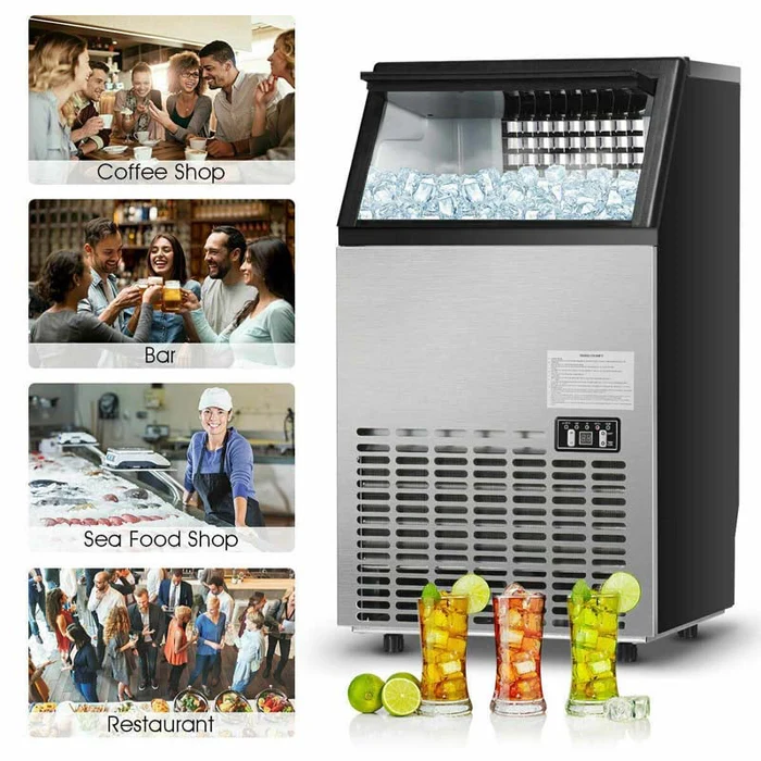 Eletriclife Portable Built-In Stainless Steel Commercial Ice Maker 110Lbs per 24H