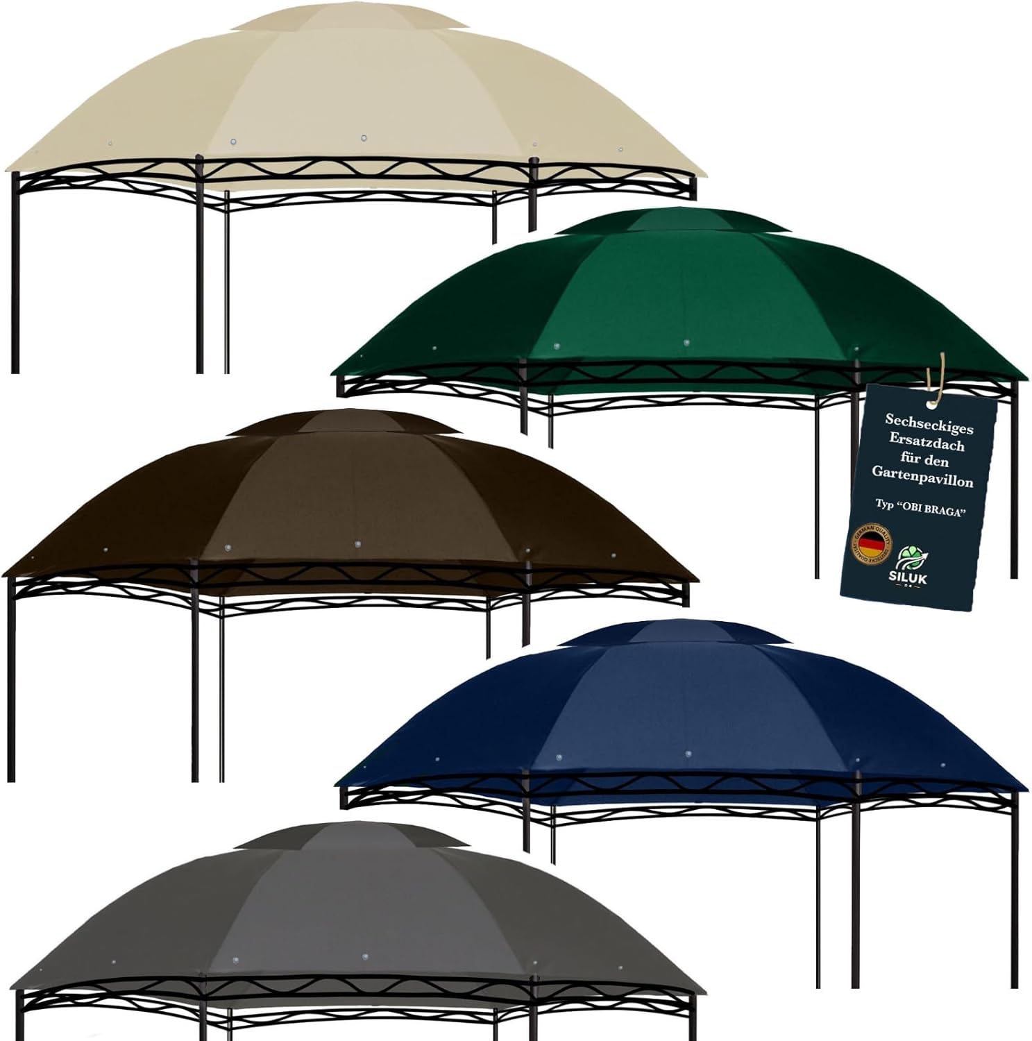 freigarten.de Tetto di ricambio per gazebo ? 350 [cm] Impermeabile Materiale: Panama PCV Soft 370 g/m2 extra forte modello 4 (beige)