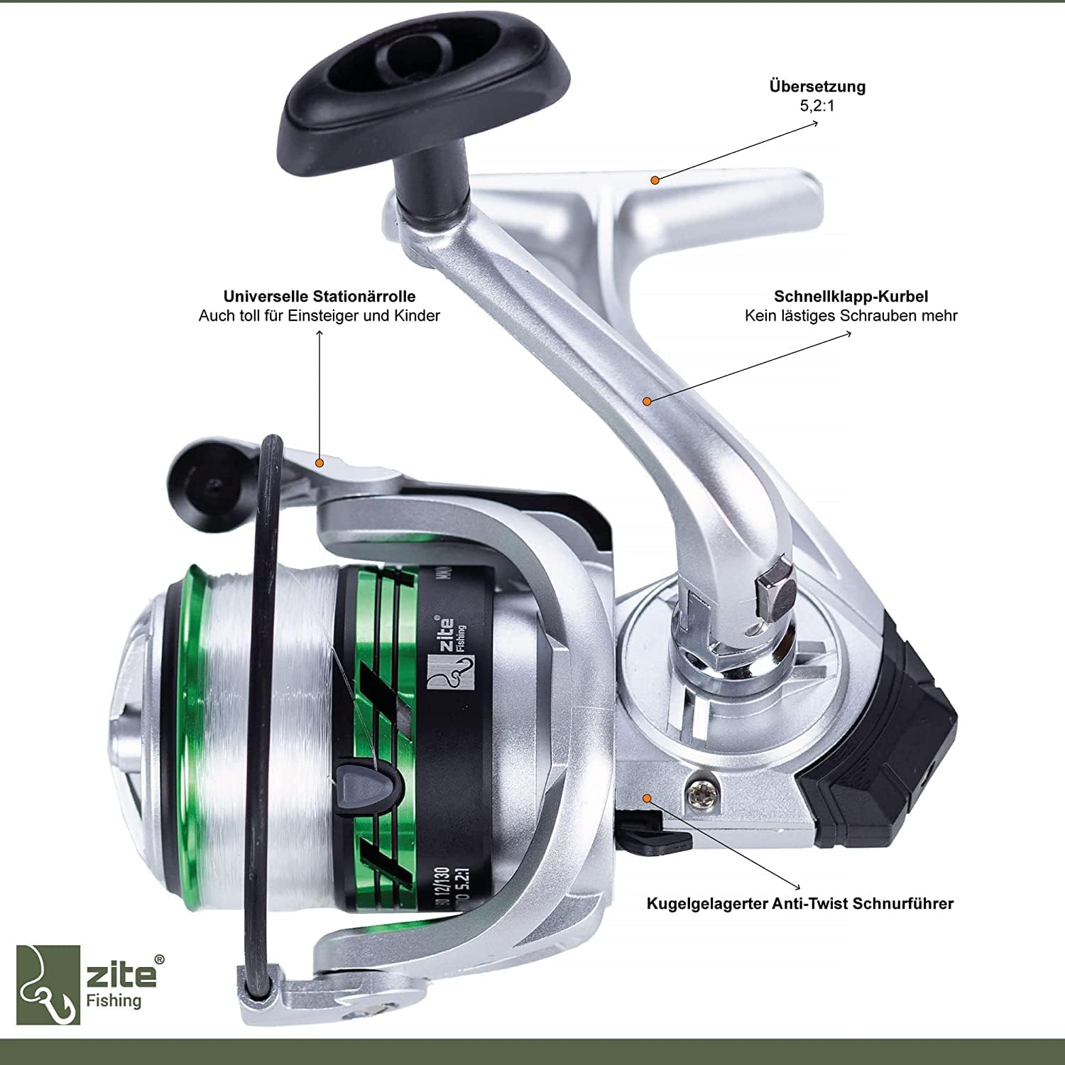 Zite Fishing Angel-Set Feeder-Angeln / 2 Feeder-Ruten 3,60m / 2 Angelrollen mit Schnur Bespult + Alu-Ersatzspulen / 1 Rutentasche 150cm / 1 Unterfangkescher 2,10m