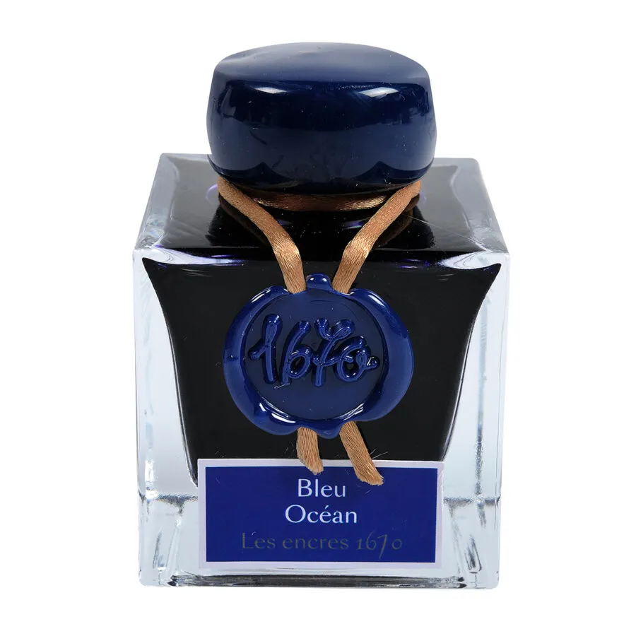 J. Herbin 1670 Ink with Gold Shimmer - Bleu Ocean (Ocean Blue)