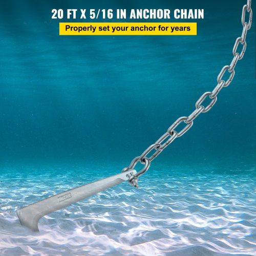 VEVOR Ankerkette 7,9 mm x 6 m Bootsankerkette Edelstahlkette Schäkel für Boote