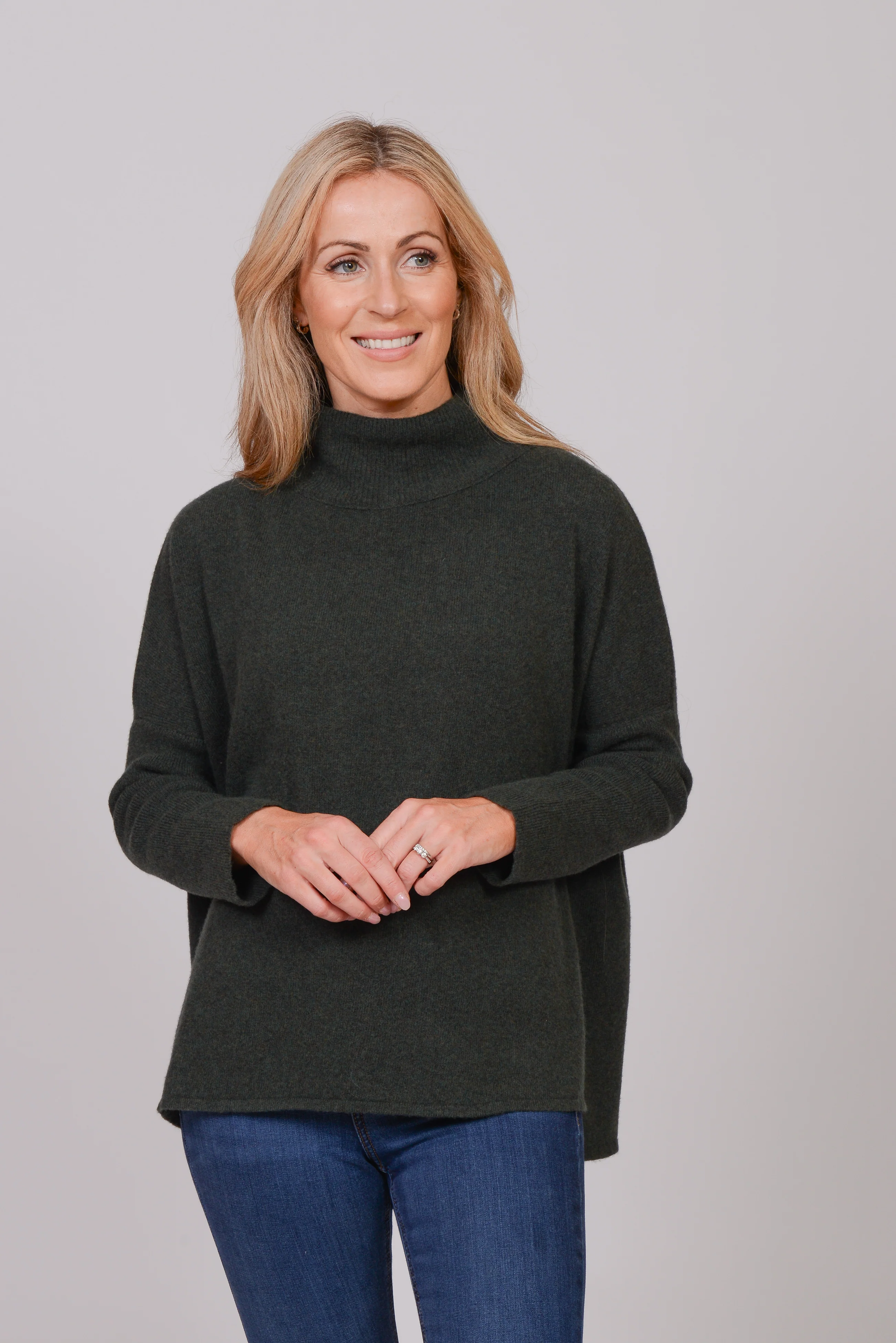The Wool Co Cashmere Blend Knit , Olive