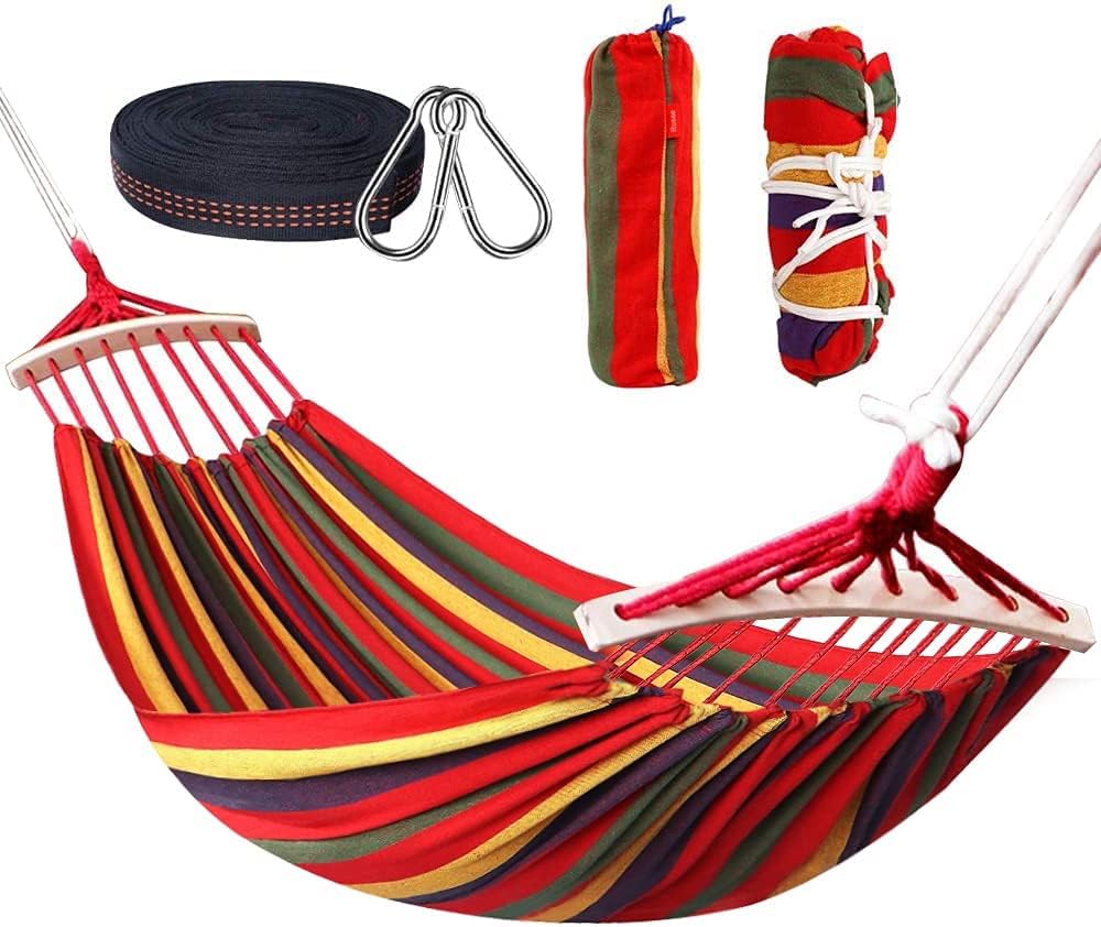 Nakeey Amaca Doppia, Amaca da Esterno per Giardino,capacità 300 kg, Portatile Leggera con Borsa per Giardino Cortile Spiaggia Backpacking Escursionismo, 280 x 150 cm, Blu