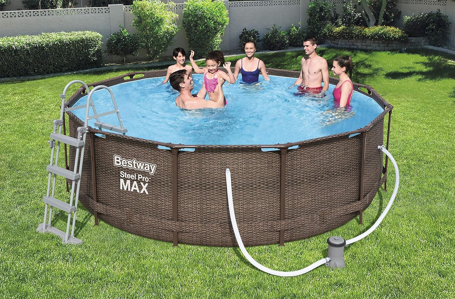 Bestway Steel Pro Max Framepool-Set, rund, mit Filterpumpe & Sicherheitsleiter 366 x 100 cm