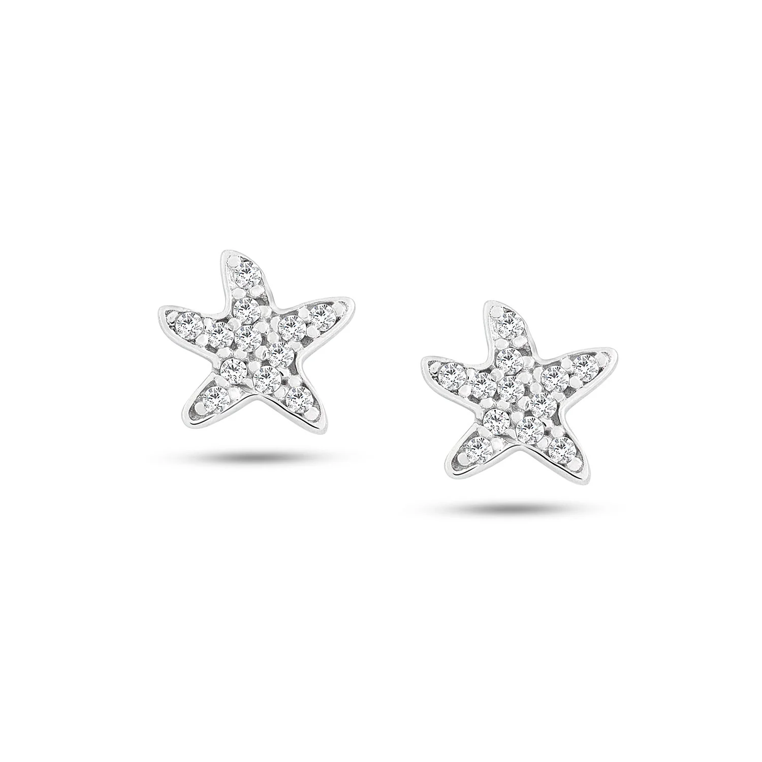 Orecchini Ambrosia Gioielli stelle in oro bianco e zirconi a pav�� AOZ 369