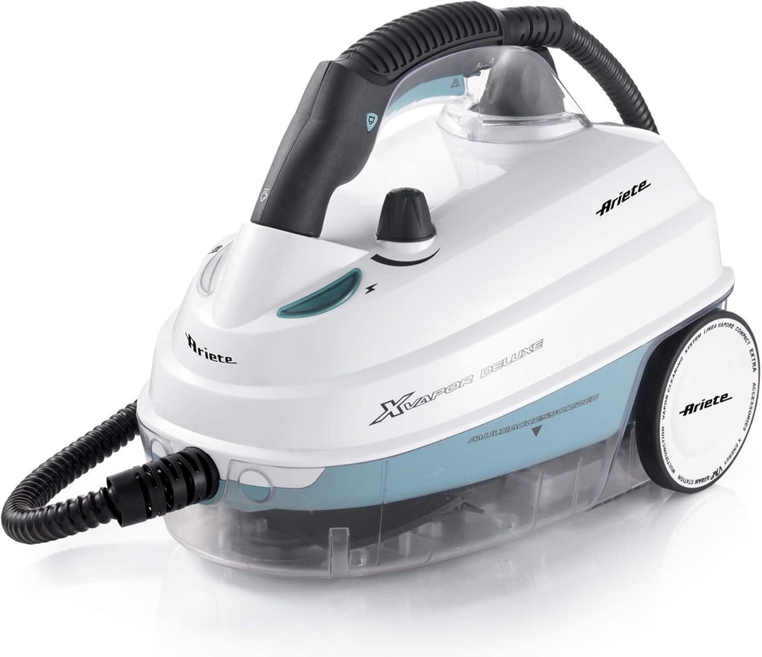 Ariete 4146 XVapor Deluxe - Mobile Steam Cleaner, 5 bar, Integrated Accessory Compartment, Autonomy up to 55 ', Cable 6 m, 1500W, White