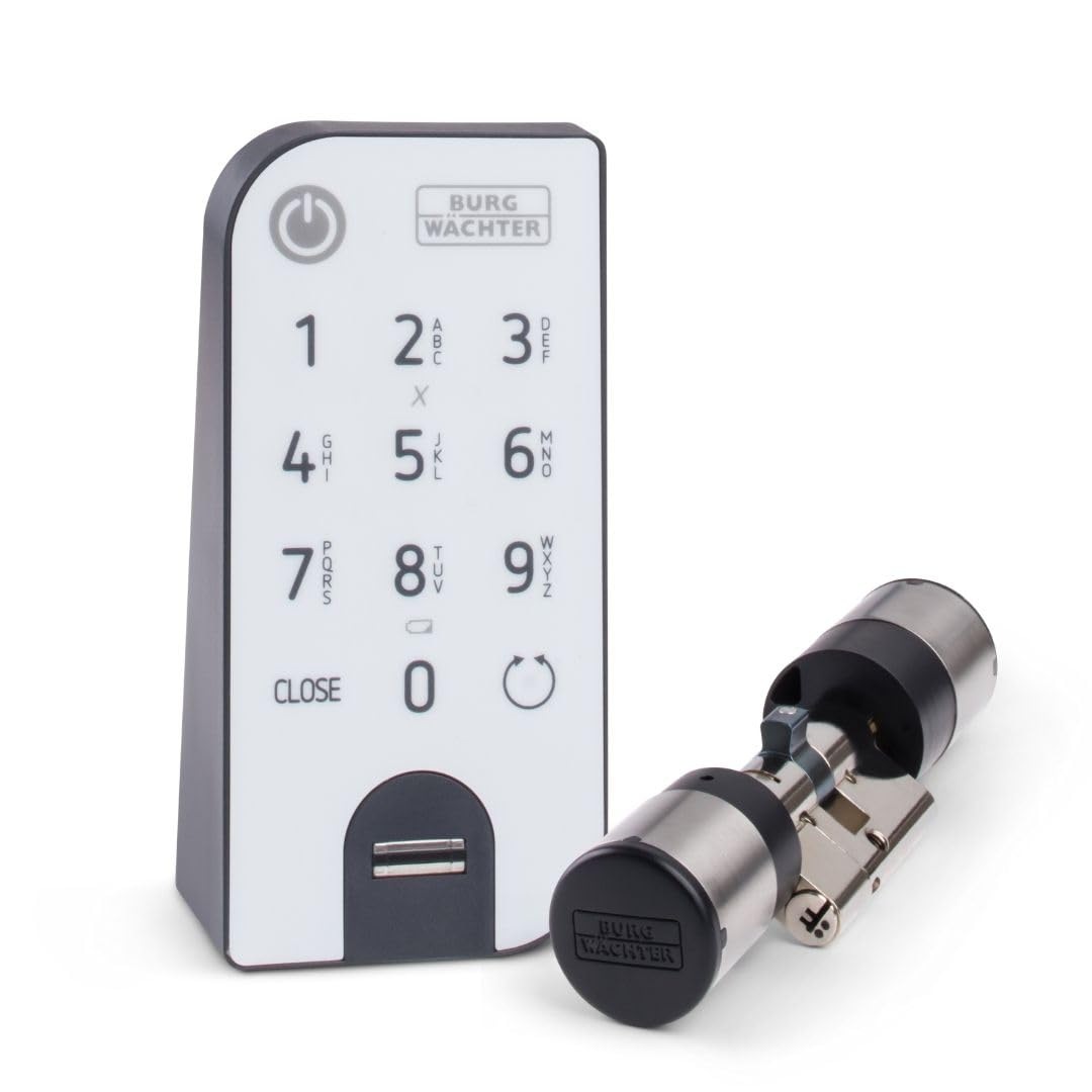 Elektronisches Türschloss secuENTRY easy 7602 FP mit Zylinder und Fingerprint-Keypad, Öffnung per App, Pincode oder Funkschlüssel, für Türstärken bis