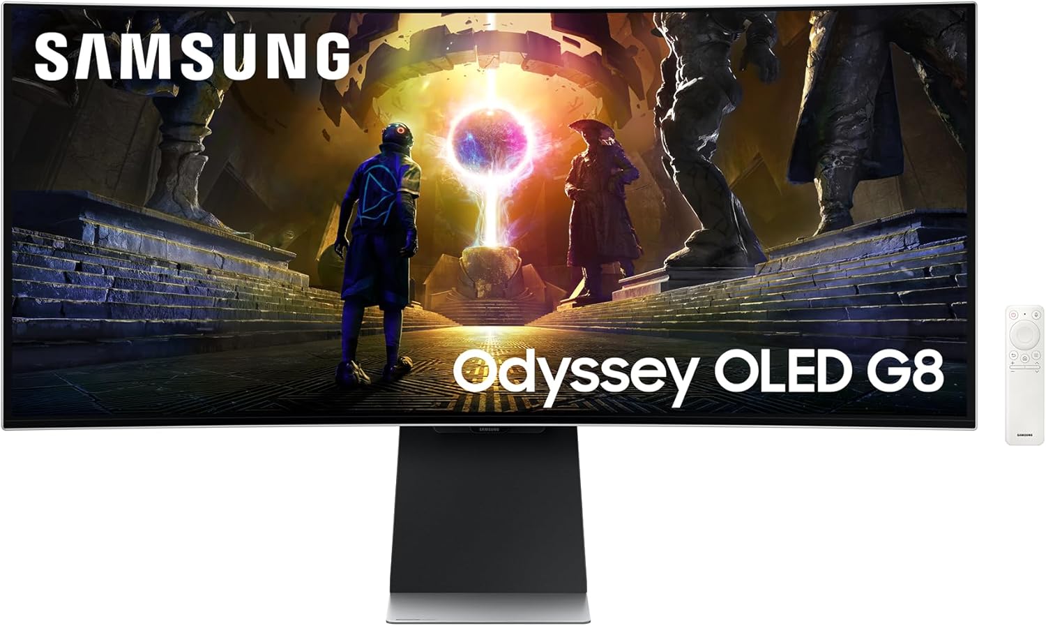 Monitor Gaming Odyssey OLED G8 (S34DG850), Curvo (1800R), 34'', 3440x1440 (WQHD), 21:9, HDR10+, QD-OLED Glare Free, 175Hz, 0,03ms (GtG), Compatibilità G-Sync, HDMI, USB, DP, WiFi, Casse, HAS