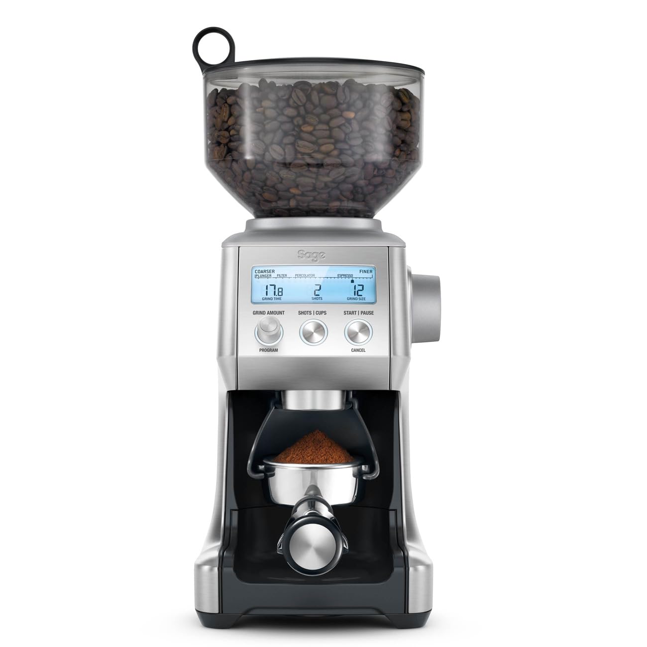 Sage The Smart Grinder Pro Kaffeemühle Gebürsteter Edelstahl Kegelmahlwerk 60 Mahlgrade LCD