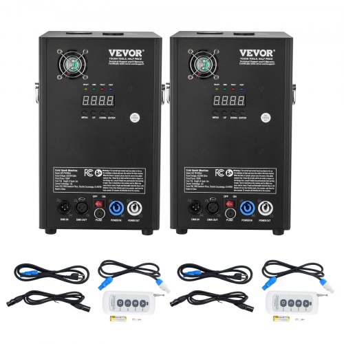 VEVOR 2x Funkenmaschine 700 W Pyrotechnikmaschine Aluminiumlegierung DMX Controller Einstellbar 2–5m Cold Spark Machine 7 min pro Nachladen Ideal für Hochzeit, DJ Show, Partys