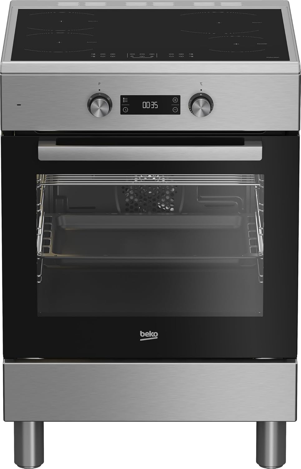 Beko - FSE69300X - Kitchen 60 x 60 cm, Multifunction Oven with 6 Cooking Functions, Electric Grill and Timer + Induction Hob with 4 Cooking Zones, Class A, LED Touch Display, Stainless Steel