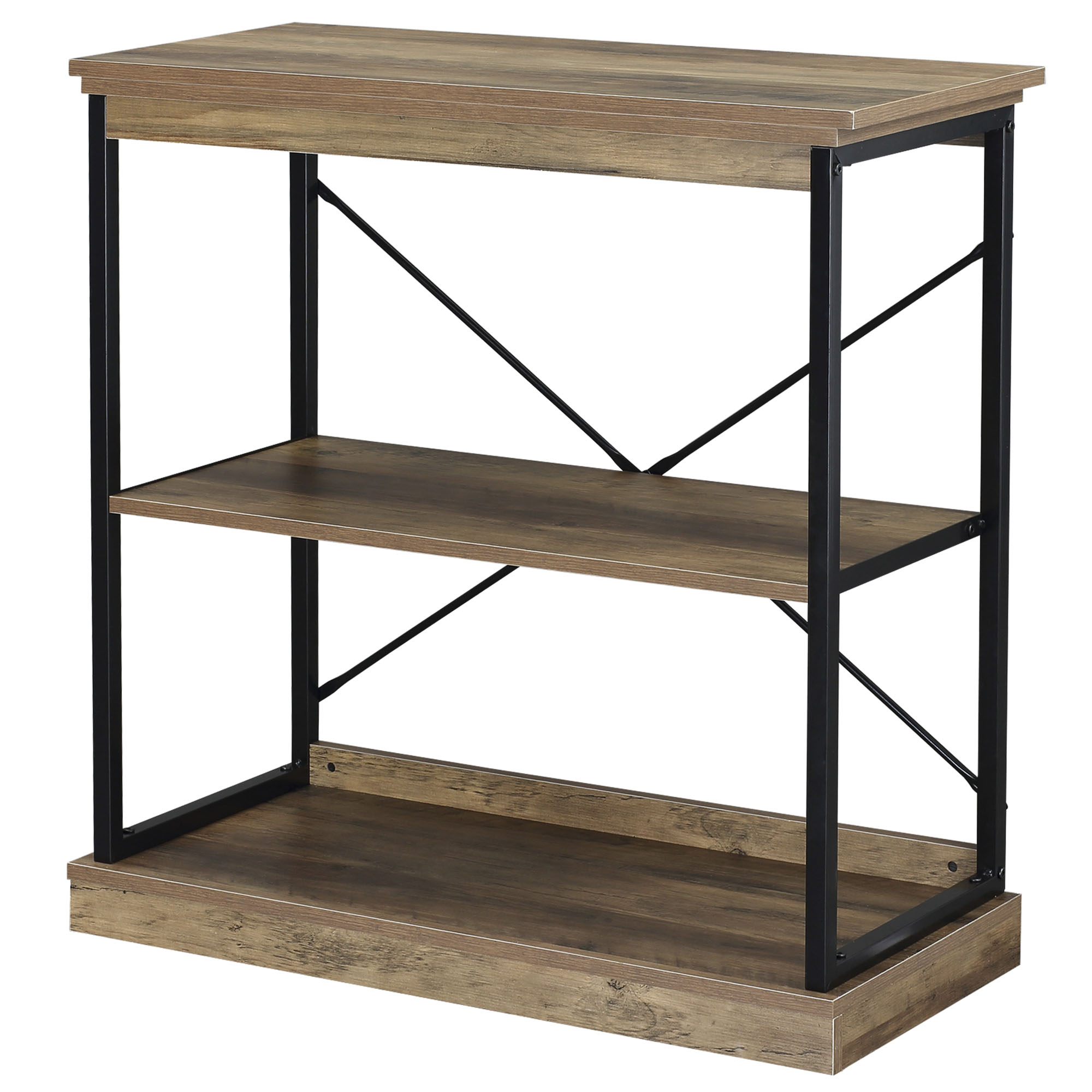 HOMCOM Industrielles Bücherregal, Bücherregal aus braunem Holz und schwarzem Metall, 80x36x81,3cm