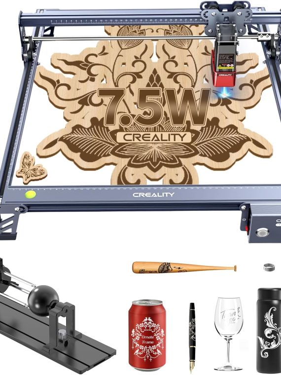 Pro Laser Engraver 3 in 1 Rotary Roller, 7.5W Cutter for Glass, Wood, Metal, Acrylic, Leather &ndash; High Accuracy DIY Machine