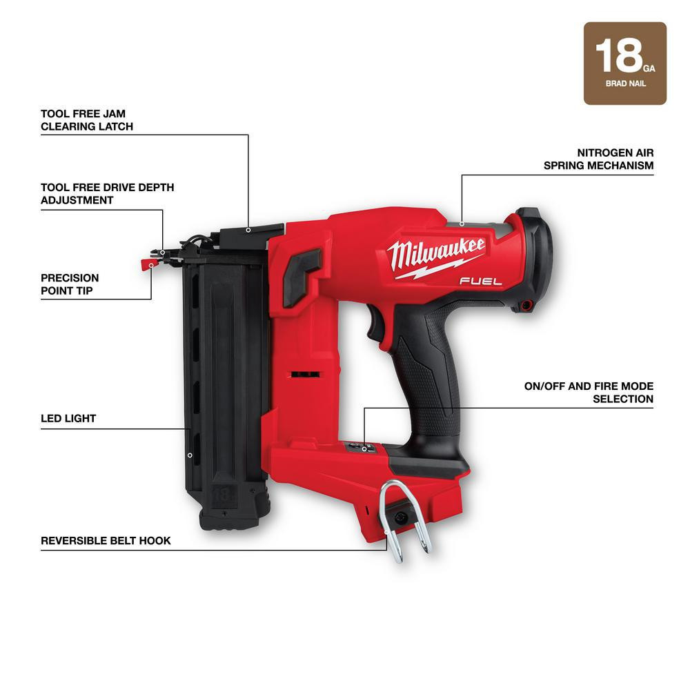 2025 Milwaukee M18 FUEL Draadloze Combo Kit van 18 Volt met Borstelloze Motor (10 Gereedschappen) met (2) 5.0 Ah Batterijen, (1) Oplader, (2) Gereedschapstas