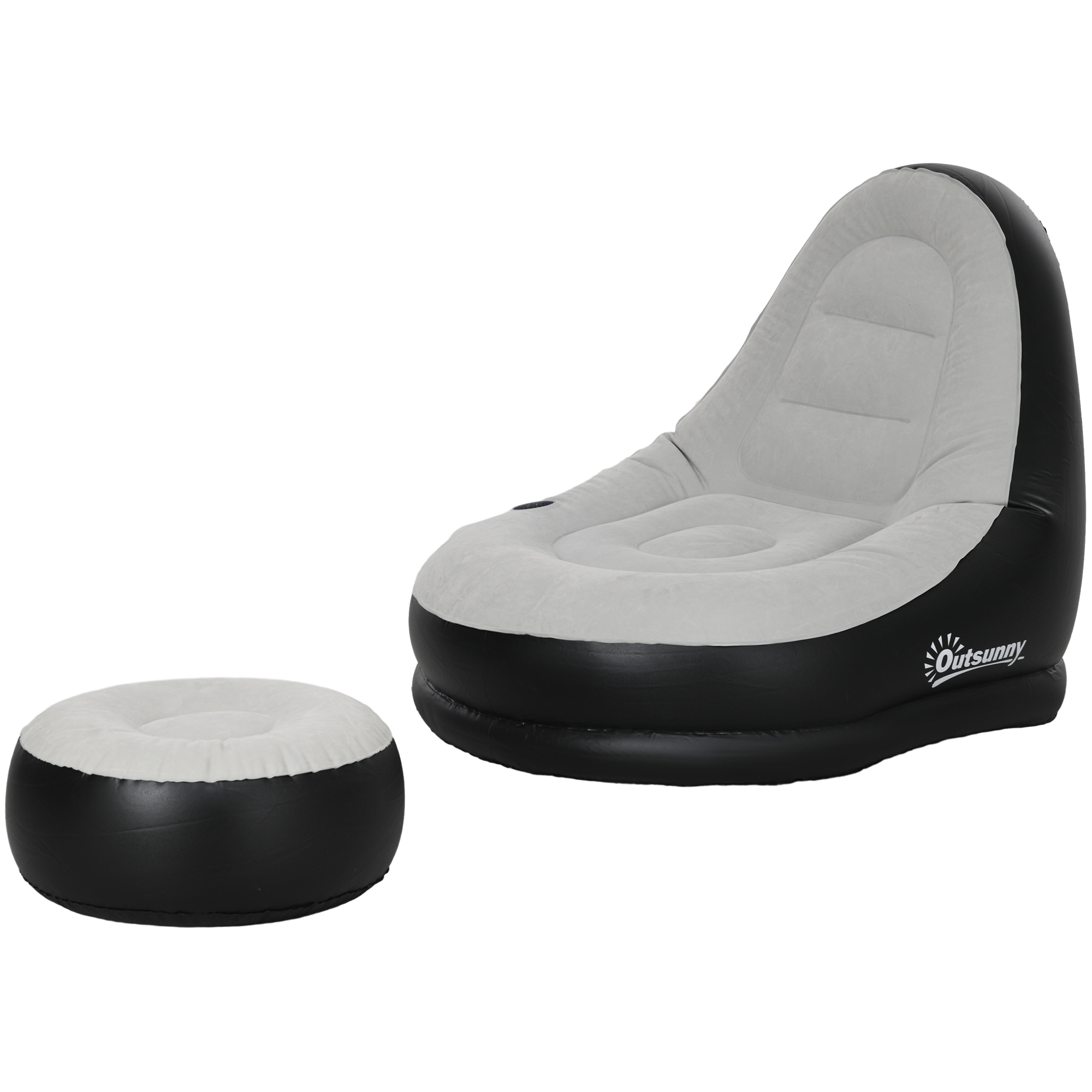 Outsunny Aufblasbarer Sessel Luftsessel Outdoor-Sessel, 125 x 100 x 87cm, Grau + Schwarz