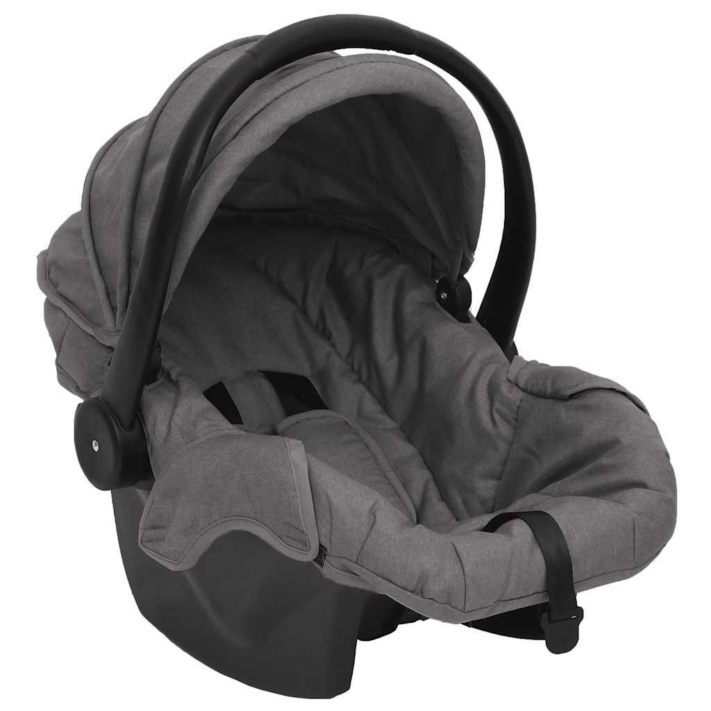 Kinder-Buggy 3-in-1 Kinderwagen Hellgrau Stahl