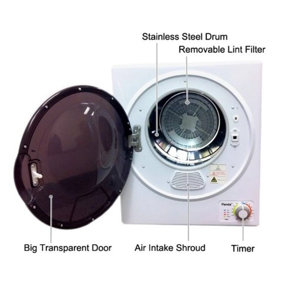 Panda 1.50 CU.FT Compact Laundry Dryer White and Black