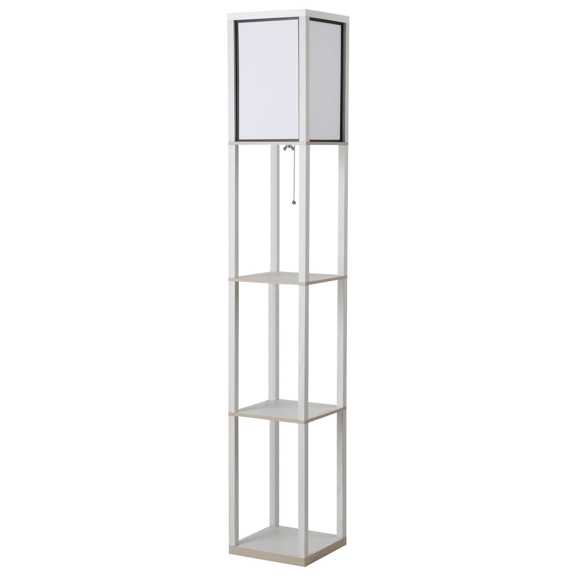 HOMCOM Regal-Stehlampe Stehlampe 26B x 26T x 160H cm 3 Regale 4 Ebenen MDF Weiß