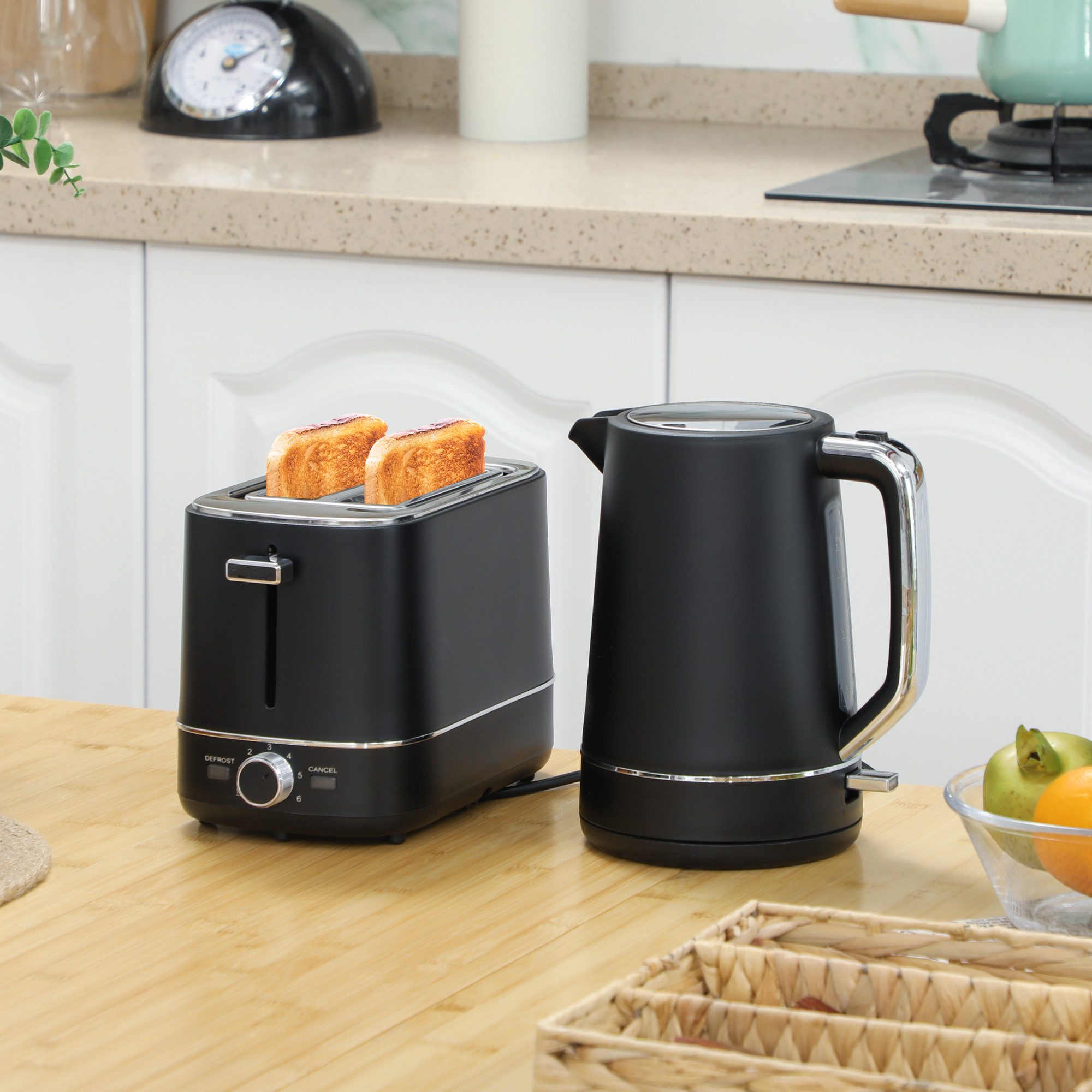 Toaster Wasserkocher Set 2200 W 1,7L Wasserkocher, 2 Scheiben Toaster