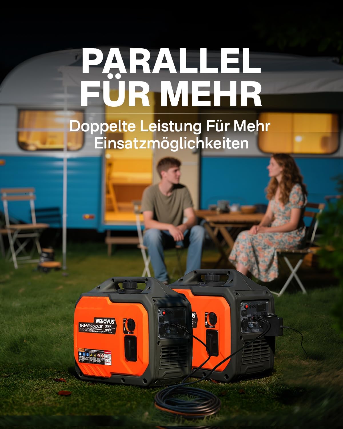 Superleise Tragbarer 1900W 4 Takt mit 230V Steckdose und USB Inverter Stromerzeuger Benzin Stromgenerator Notstromaggregat für Backup Bei Stromausfällen für Camping Wohnwagen Wohnmobil Garage