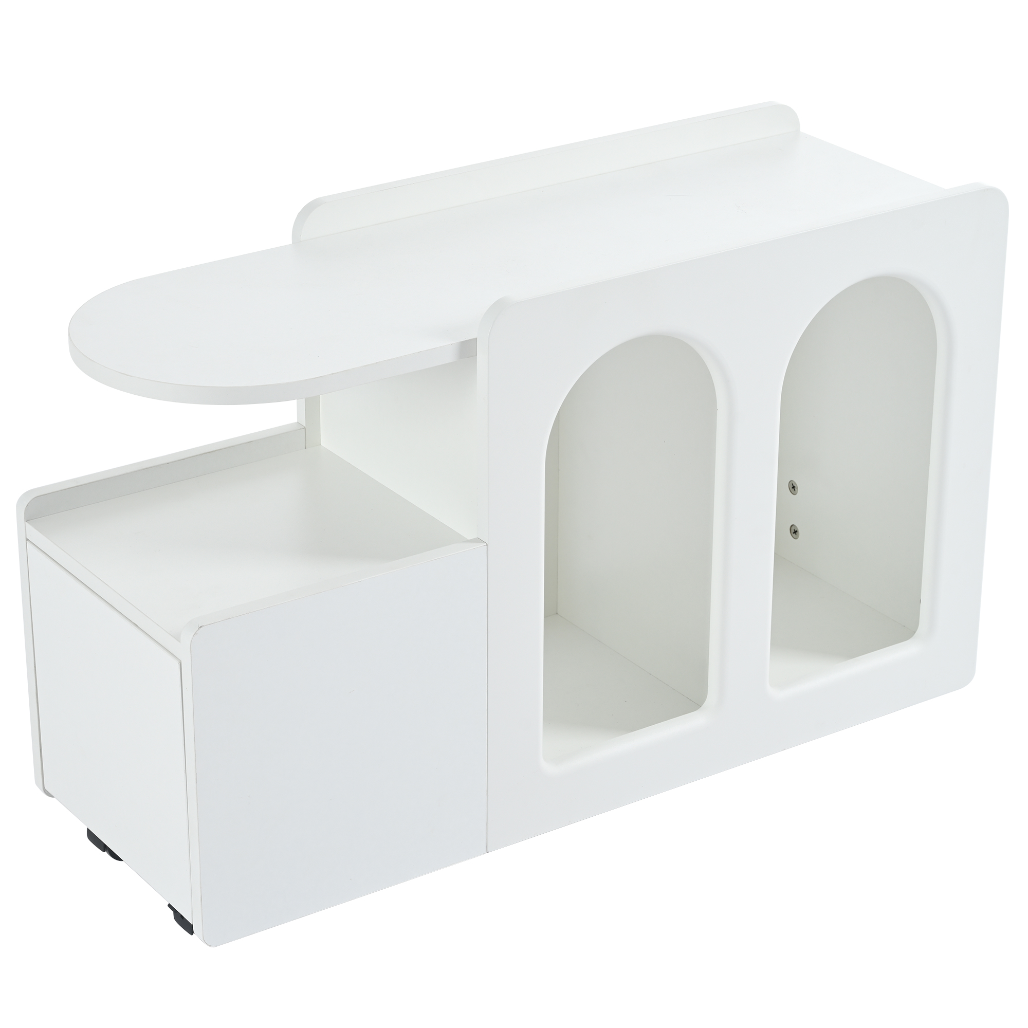 Beistellschrank 82x30x53 cm, Vielseitiger Beistellschrank mit Rollen für Wohnzimmer, Esszimmer und Schlafzimmer, Weiß