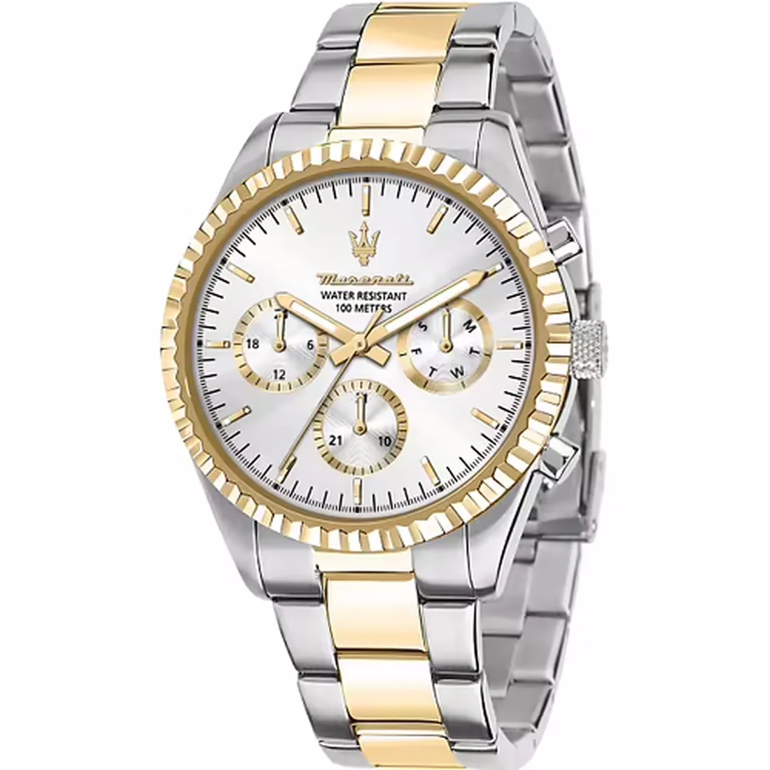 Orologio Maserati Competizione bicolore dorato quadrante bianco R8853100021