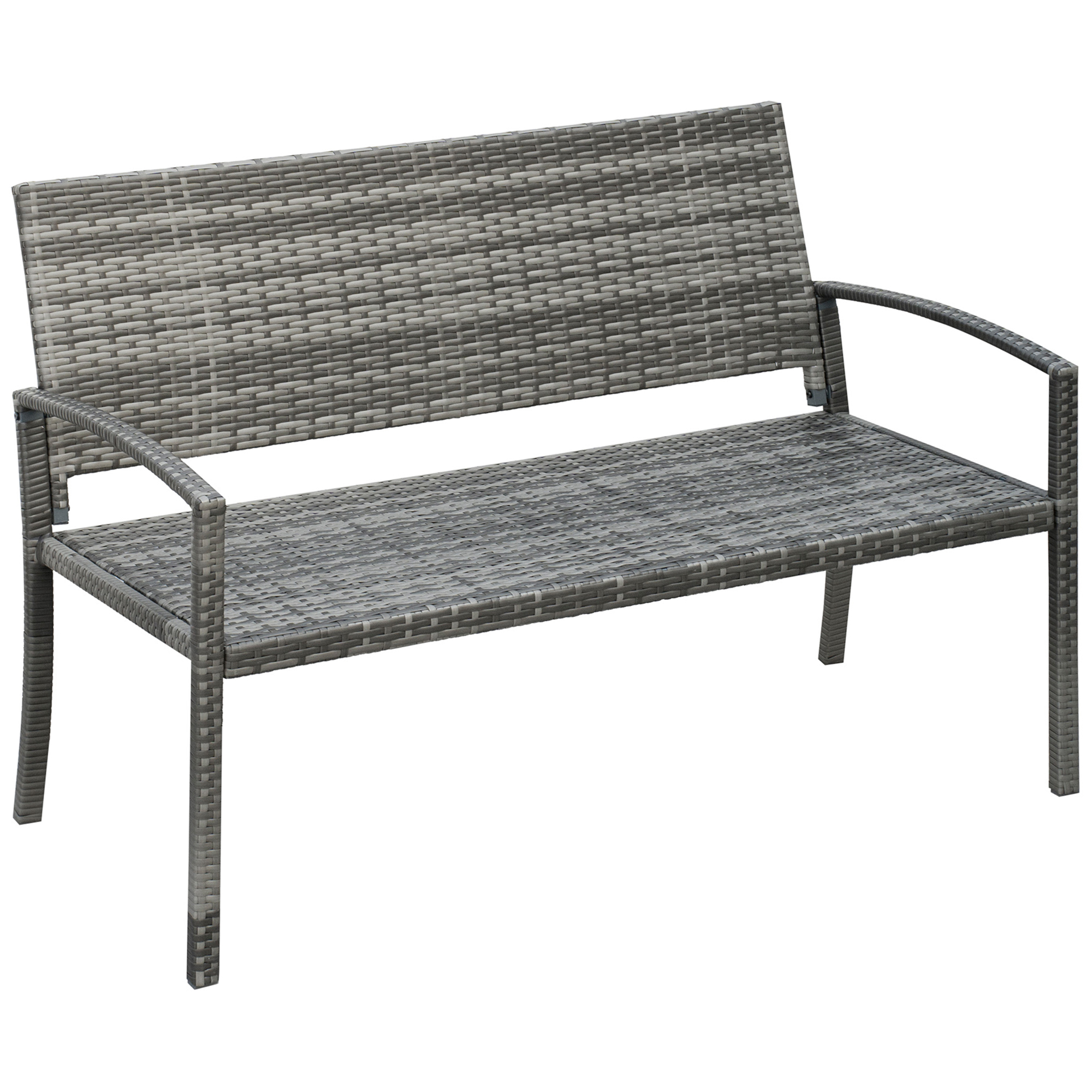 Outsunny Gartenbank, in Rattanoptik, mit Stahlrahmen, für 2 Personen, Braun, 122 x 60 x 87cm