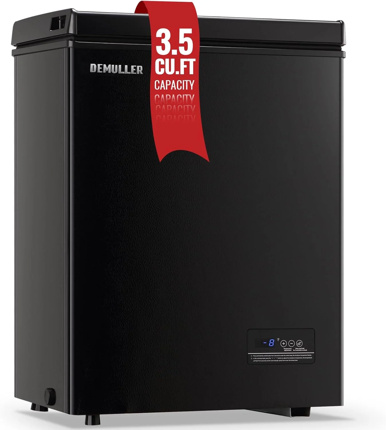 Chest Freezer 5.0Cubic Feet Deep Freezer Freestanding Freezers with 2 Removable Stainless Steel Basket, Mini Freezer Top Open Door Compact Freezer with Electronic Control 41℉ to -15℉BLACK