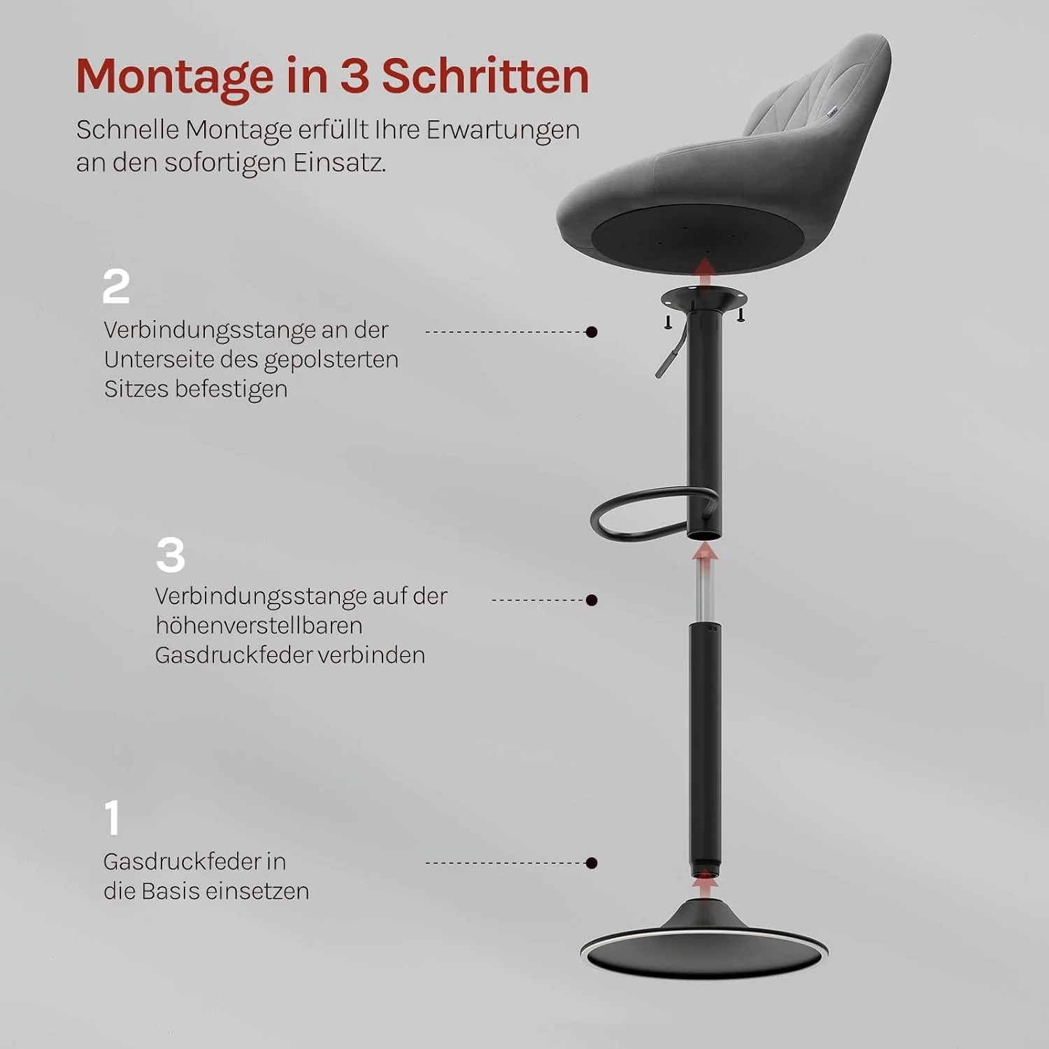 WOLTU Barhocker mit Rückenlehne, höhenverstellbar und drehbar