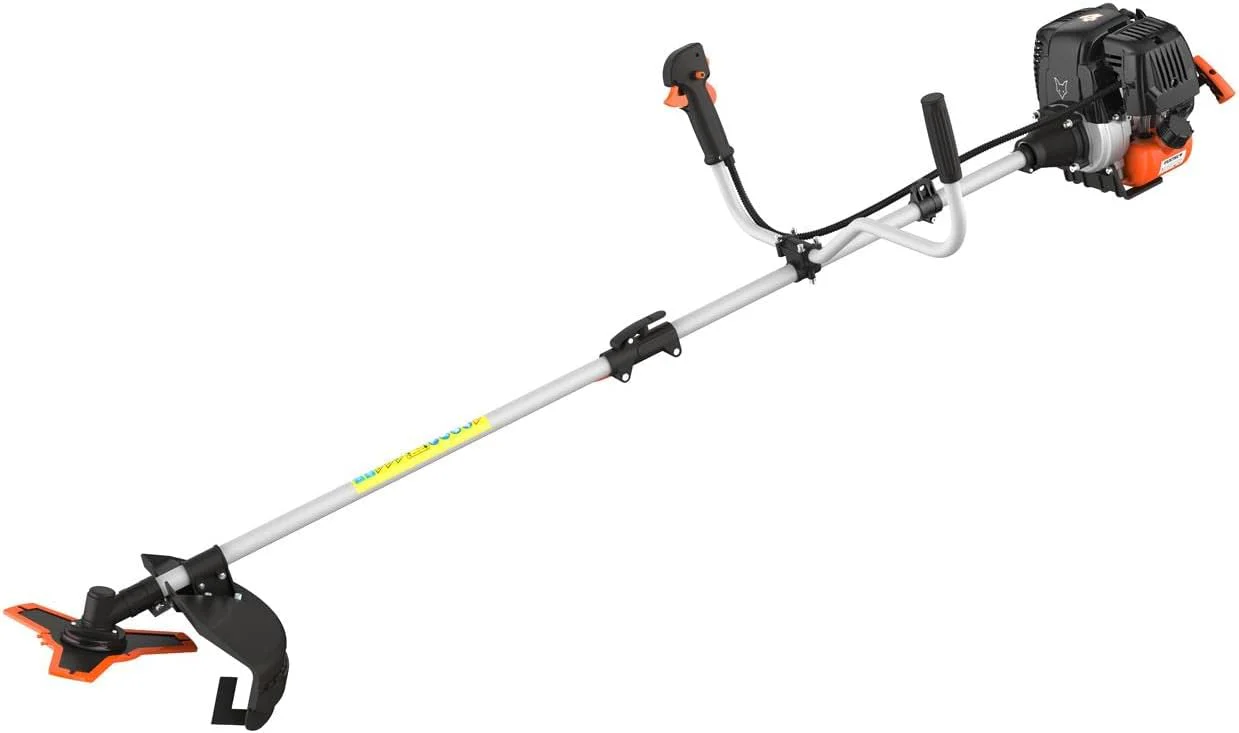 FUXTEC Benzine bosmaaier FX-4MS131, grastrimmer met 4-taktmotor, 320 mm snijcirkel, ergonomische tweehandige handgreep, noodstopschakelaar, lichtgewicht, incl. professionele draagriem/mes/draad