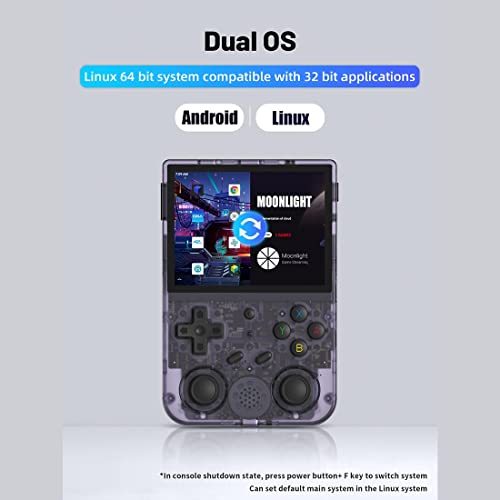 RG353V   Console di gioco portatile, 3,5", 16 G   256 G, 35000 giochi, per bambini e adulti (viola trasparente) : Giochi e giocattoli