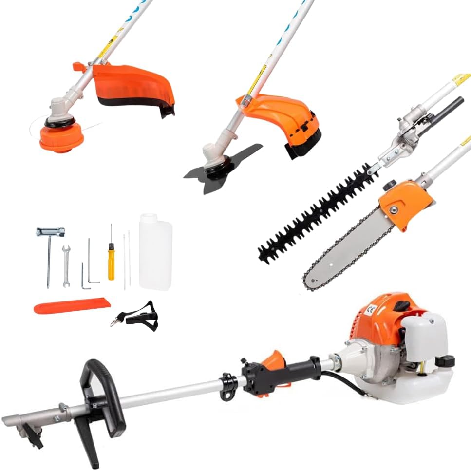 Decespugliatore a Scoppio Multifunzione 4 in 1 con Tagliaerba, Motosega Tagliasiepi, Potatore Tagliabordi con Motore da 52cc 2 Tempi, Ideale per Giardinaggio e Potatura GO LOGISTIC SRL
