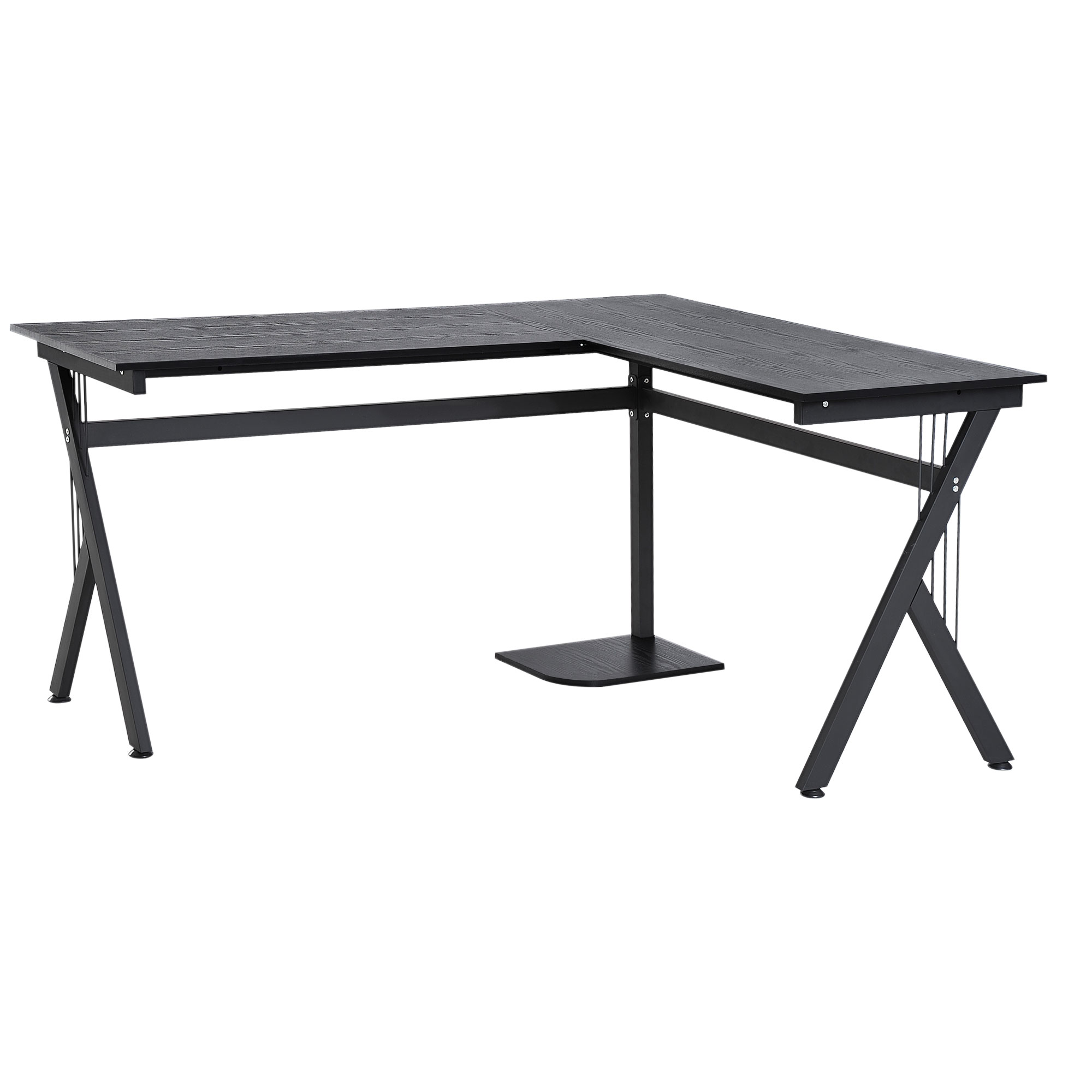 HOMCOM Eckschreibtisch mit CPU-Ständer, platzsparend, Gaming-Desk, 155 cm x 130 cm x 76 cm, Schwarz